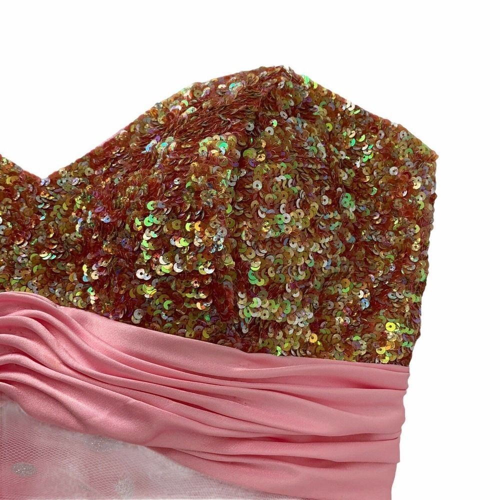 Milano Formals Pink Sequined Strapless Dress Prom - Picture 4 of 10